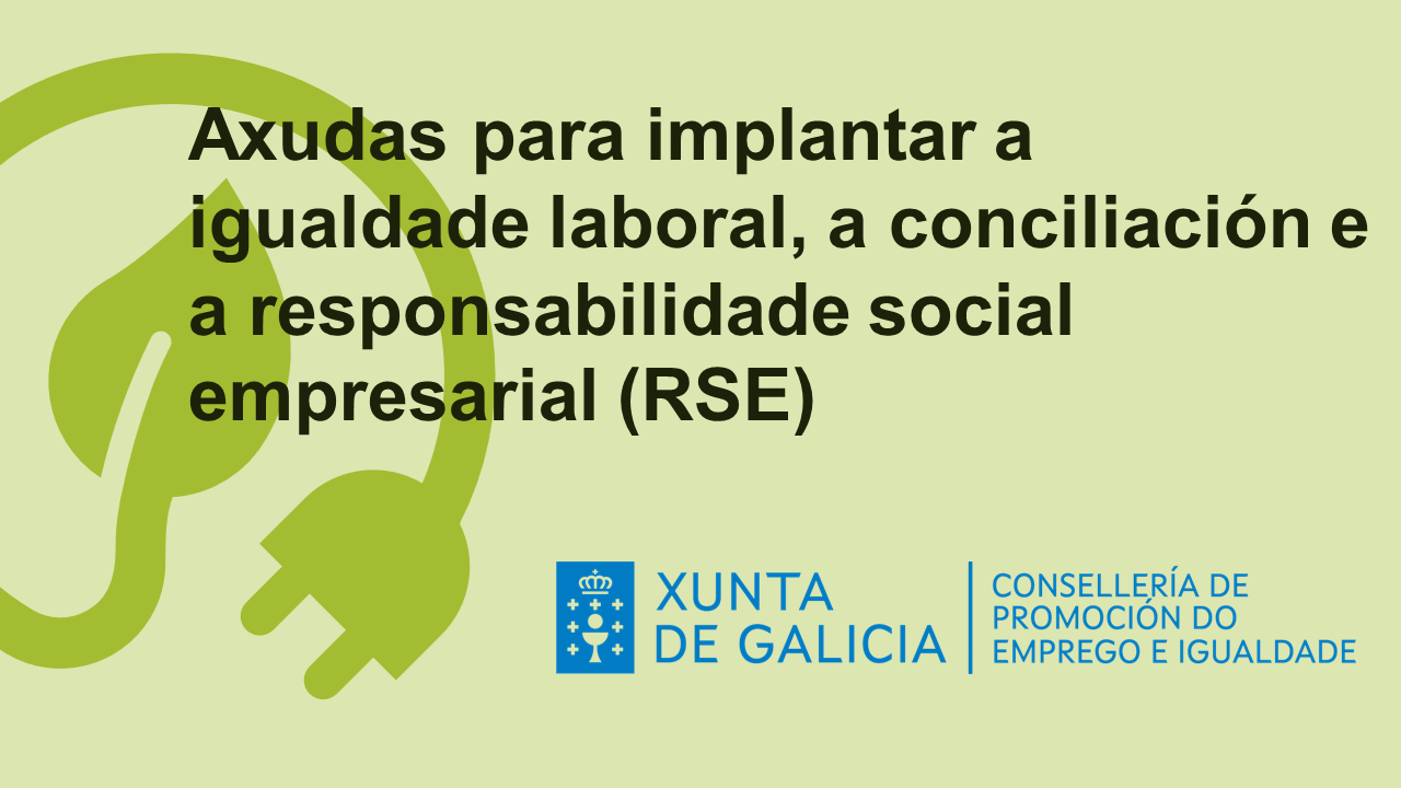Neste momento estás a ver “PROGRAMA DE AXUDAS PARA IMPLANTAR A IGUALDADE LABORAL, A CONCILIACIÓN E A RESPONSABILIDADE SOCIAL EMPRESARIAL (RSE) NA COMUNIDADE AUTÓNOMA DE GALICIA TR357B -TR357C E TR357D”